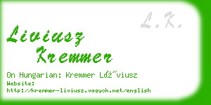 liviusz kremmer business card